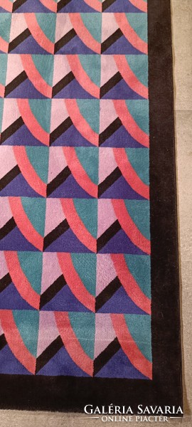 Vintage Italian wool rug in op art style.