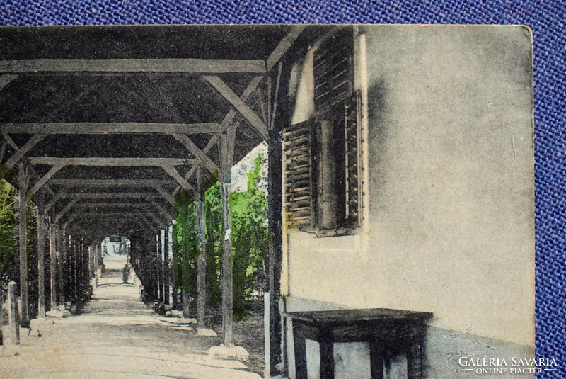 Harkányfürdő - Fedett sétány / színezett  fotó képeslap  1913 Feiler Mariska kiadás , Siklós