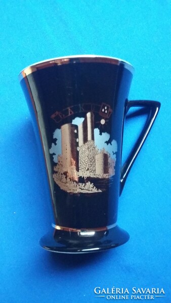 Baku (Azerbajdzsán) látkép - Haas & Czjzek originál cobalt aranyozott porcelán kávés / teás  készlet