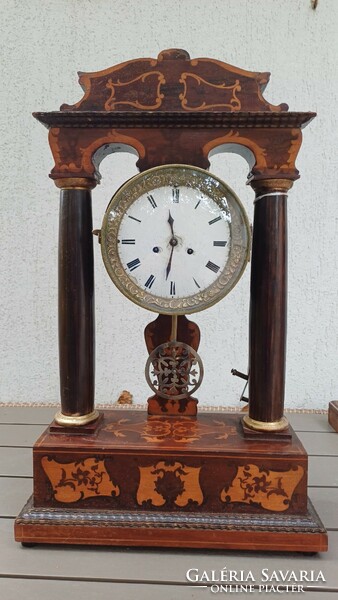 Antique mantel clock biedermeier marquetry table clock bim-bam
