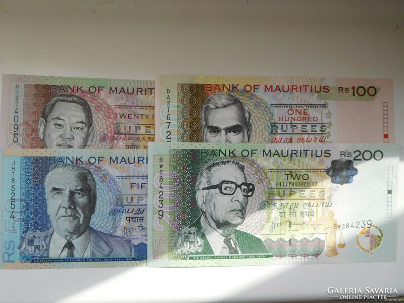 Mauritius 25-50-100-200 rupees 2017-22  Polimer- Papír UNC