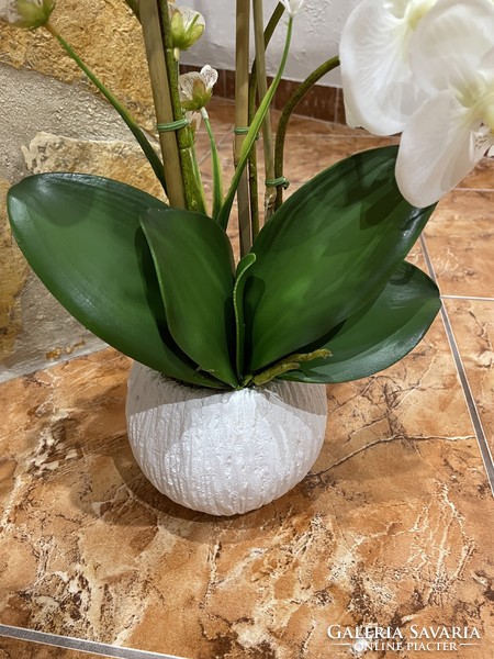 Gyönyörű  fehér gondozásmentes Orchidea virág műnövèny művirág