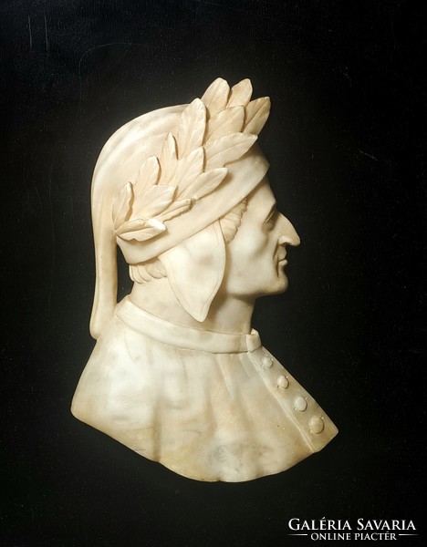 Dante marble relief - rare! (Literature, portrait, Italy)