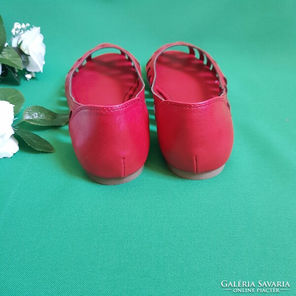 New, size 37 deep red, open toe, flat sole shoes, ballerina shoes