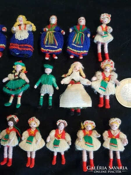 Old, unique miniature thread doll collection 28 pcs