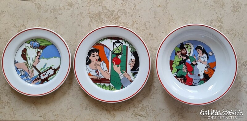 3 pcs zsolnay snow white fairy tale children's porcelain tableware