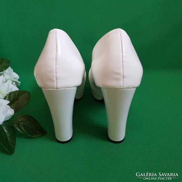 New 37 platform white bridal casual high heel shoes, patent leather shoes