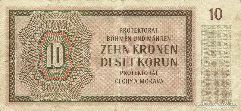 10 Korun crown kronen 1942 Czech Moravian Protectorate 2.