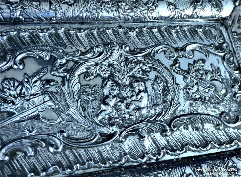 Sumptuous, antique silver business card tray, German, ca. 1890!!!