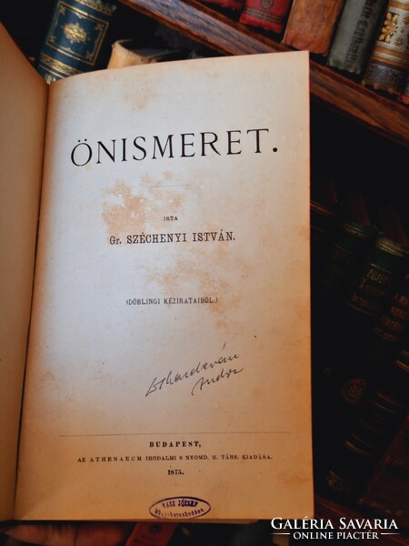 RRR!1875 posthumus első kiadás -gróf SZÉCHENYI ISVÁN: ÖNISMERET- DÖBLINGI KÉZIRATAIBÓL -ATHENAEUM