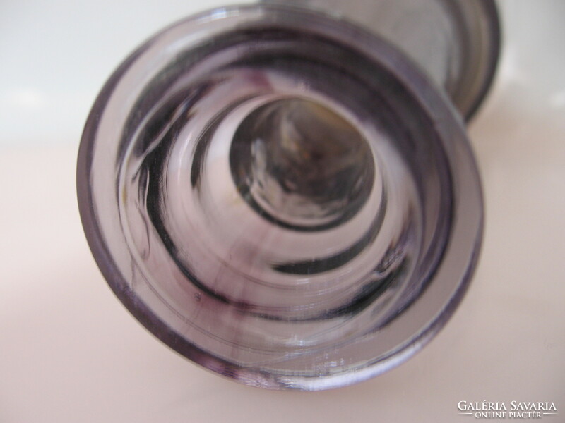 Lila art deco üveg palack, váza, vizipipa tartály