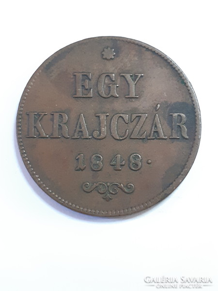 Szép állapot!!! Magyar szabadságharc 1 krajcár 1848 bronz érme