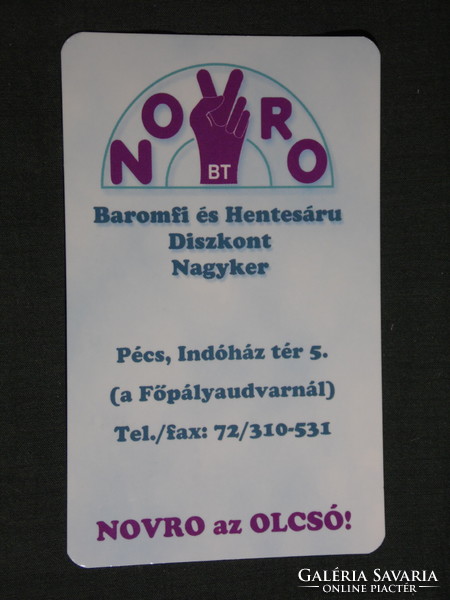 Kártyanaptár, NOVRO baromfi hentesáru áruház, Pécs, 1999, (6)