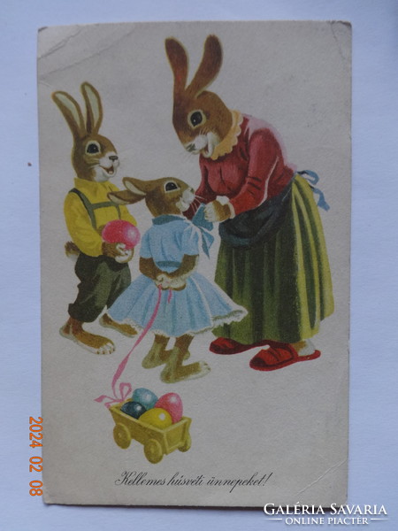 Régi grafikus húsvéti üdvözlő képeslap - Gönczi Tibor rajz