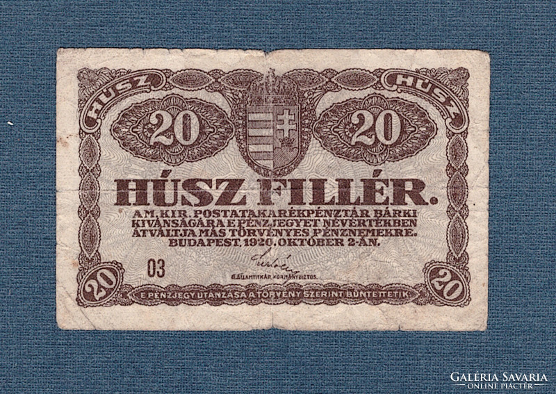 20 Fillér 1920