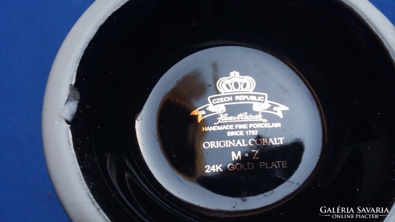 Baku (Azerbajdzsán) látkép - Haas & Czjzek originál cobalt aranyozott porcelán kávés / teás  készlet