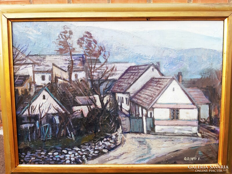 István Arató (1922-2010) foggy autumn, picture gallery painting