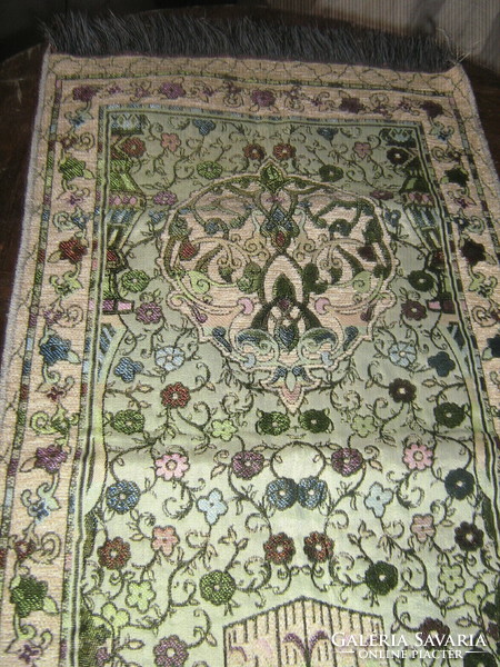 Beautiful Turkish small size elegant vintage floral woven running wall protector carpet