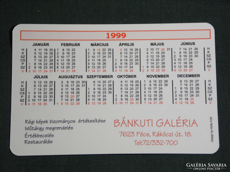 Card calendar, Bánkut painting gallery, Pécs, flower still life, 1999, (6)