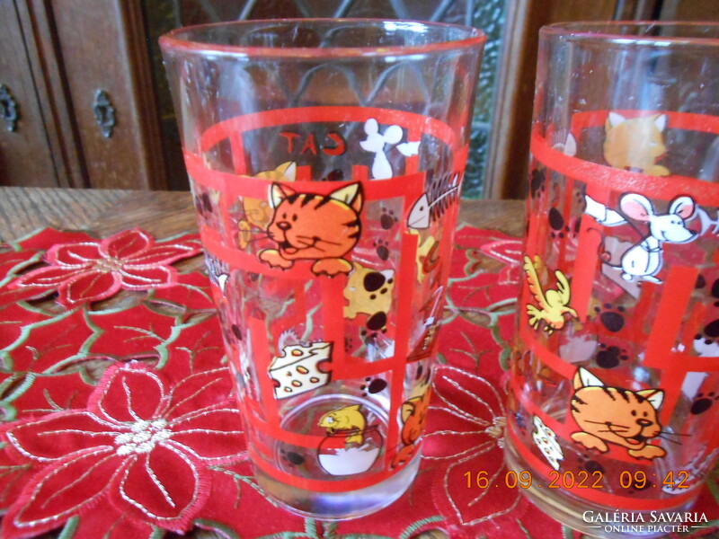 Retro children's glass cup, cat
