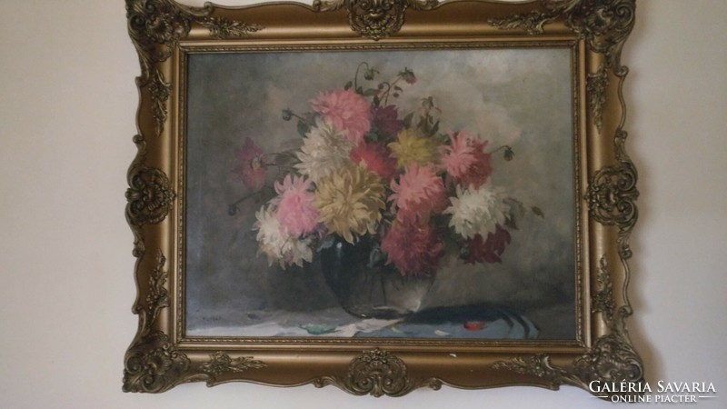 Károly Slosár (1903-1978) painter Bouquet of flowers c. His painting, size 98*77 cm, is flawless