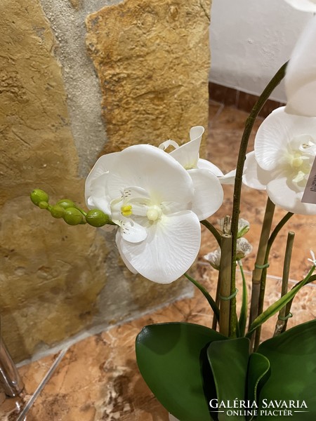 Gyönyörű  fehér gondozásmentes Orchidea virág műnövèny művirág