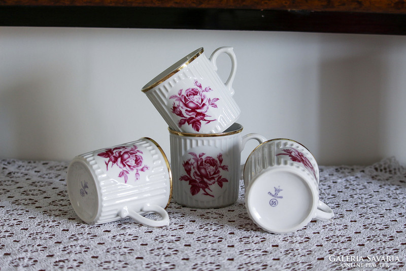 4 Rose-patterned, ribbed, bohemian mugs. Price/piece - cheaper at the same time
