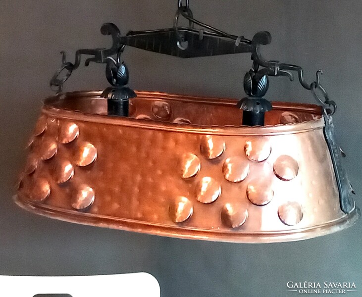 Hatslmas art and craft copper - wrought iron lamp chandelier. Negotiable!
