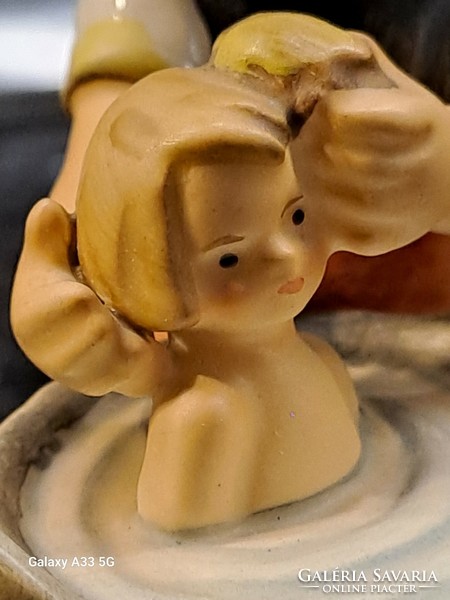 Goebel wgermany hummel vintage porcelain figurine little girl bathing a nipp baby