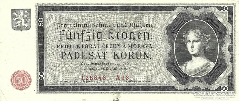 50 Korun crown kronen 1940 Czech Moravian Protectorate 2.