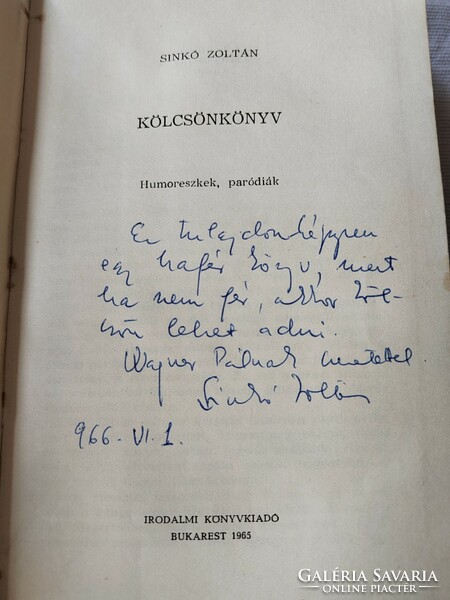 Zoltán Sinkó: loan book - autographed