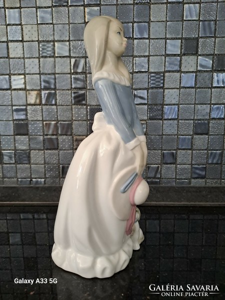 Spanyol Torralba Lladro Nao porcelán figura nipp szobor lány kalappal 24 cm