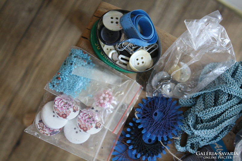 Old sewing buttons ribbons, zipper treasures -