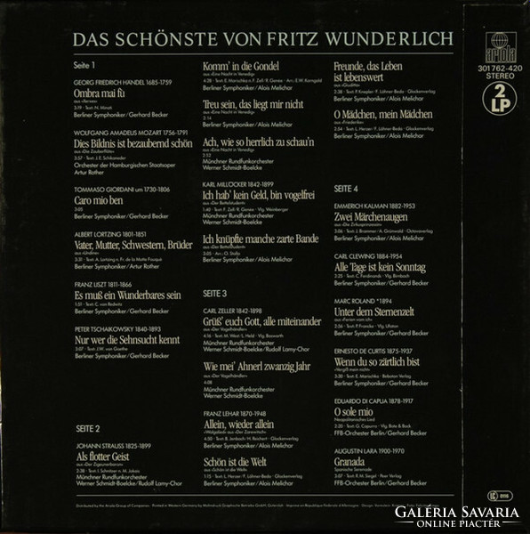 Fritz Wunderlich - Das Schönste Von Fritz Wunderlich (2xLP, Comp + Box)