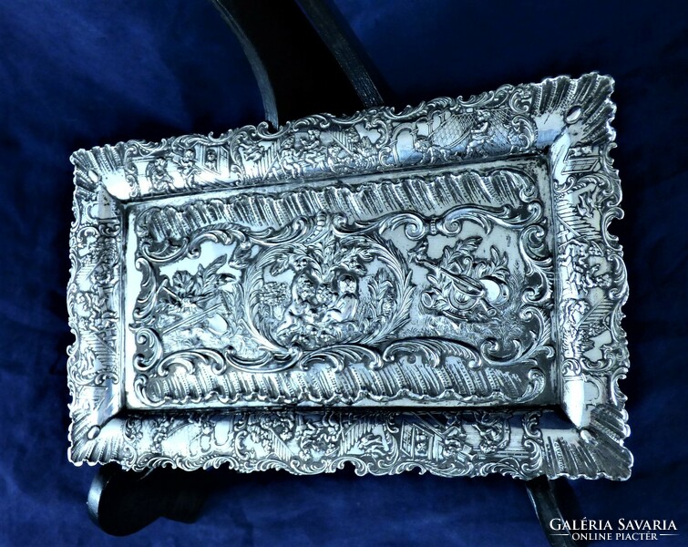 Sumptuous, antique silver business card tray, German, ca. 1890!!!