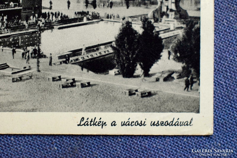 Győr - view with the city swimming pool photo postcard 1941
