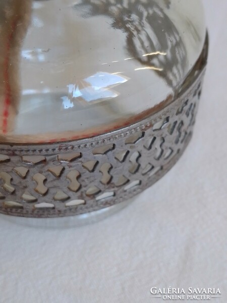 Nostalgia table kerosene lamp glass body metal decorative strap thick cast glass cylinder