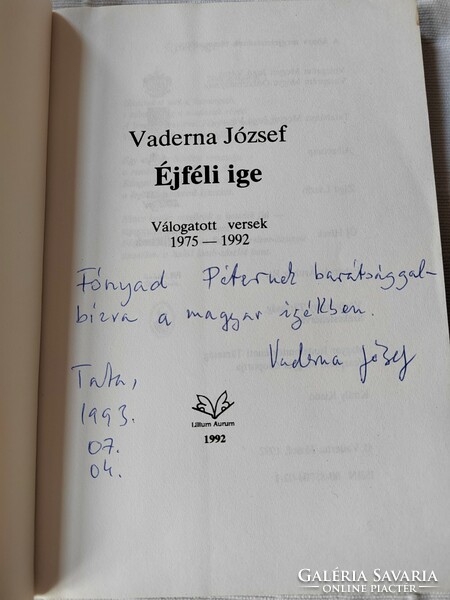 József Vaderna: midnight verb - signed