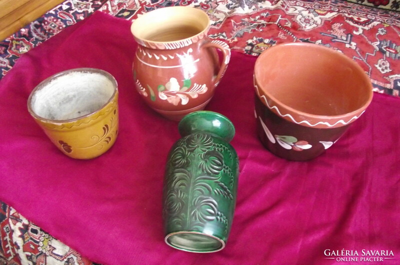 Ceramic tile, bowl, vase.