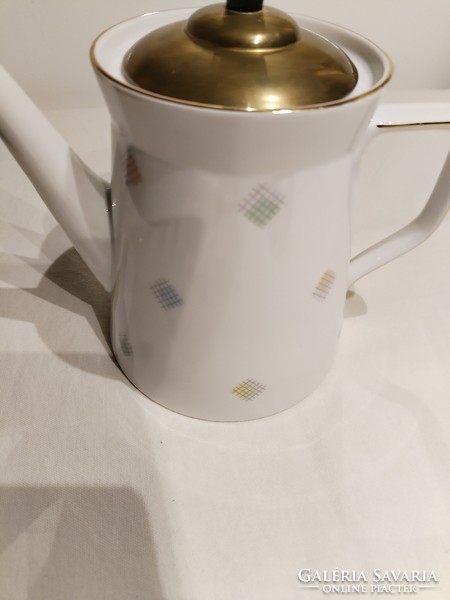 Porcelán kávés, tejszínes kiöntő - art deco jegyekkel/ 2 db.