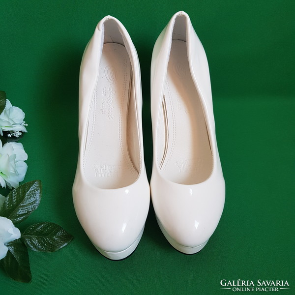 New 37 platform white bridal casual high heel shoes, patent leather shoes