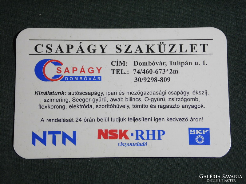 Kártyanaptár, Csapágy szaküzlet, Dombóvár,1999, (6)