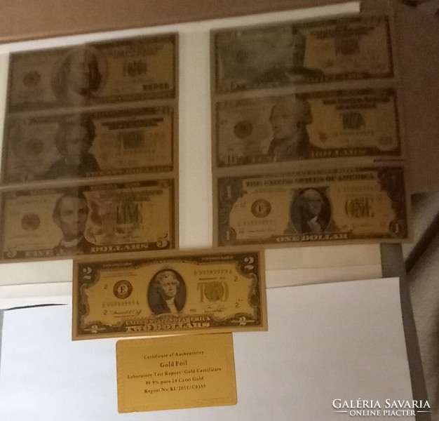Gold-plated dollar row with certificate