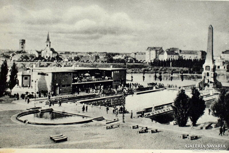 Győr - Látkép a városi uszodával   fotó képeslap   1941