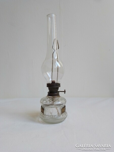 Antik régi konyhai fali/asztali petróleum lámpa üveg test fényvető hiányzik Lampart jelzett