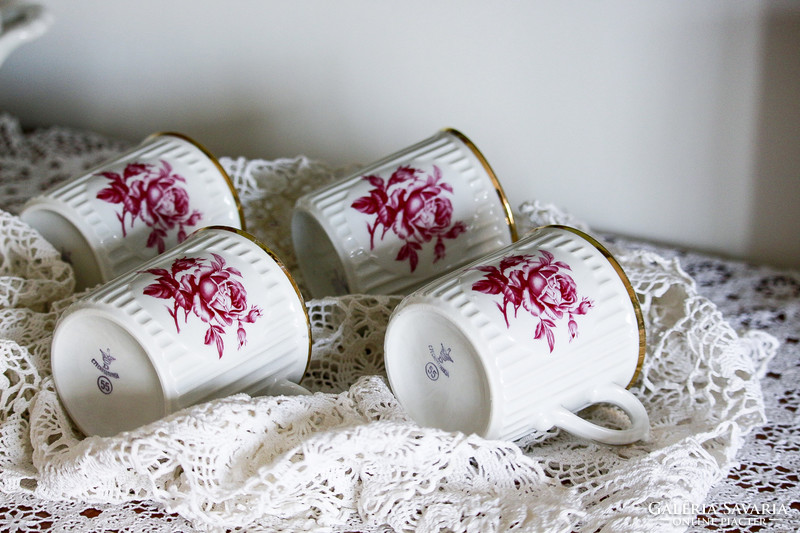 4 Rose-patterned, ribbed, bohemian mugs. Price/piece - cheaper at the same time