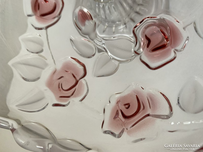 Wonderful looking Walther glas pedestal table, pink centerpiece, decorative glass