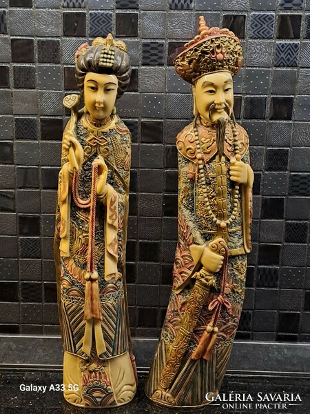 Tangerine vintage resin imperial couple oriental home decoration ornament