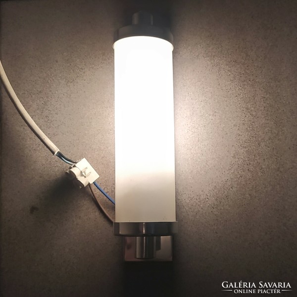 Bauhaus - art deco wall tube lamp renovated - off-white - pale cream cylinder shade