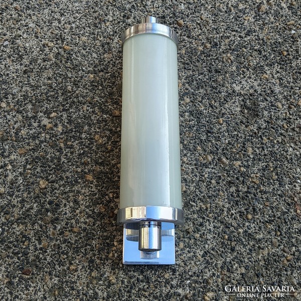 Bauhaus - art deco wall tube lamp renovated - off-white - pale cream cylinder shade